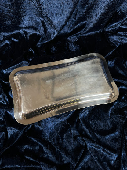 Vintage Silver Plated Metal Rectangular Tray - Middletown Silver Co Scrollwork Edge