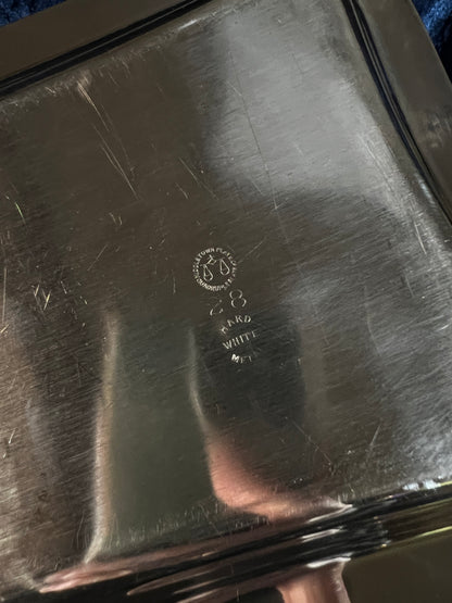 Vintage Silver Plated Metal Rectangular Tray - Middletown Silver Co Scrollwork Edge