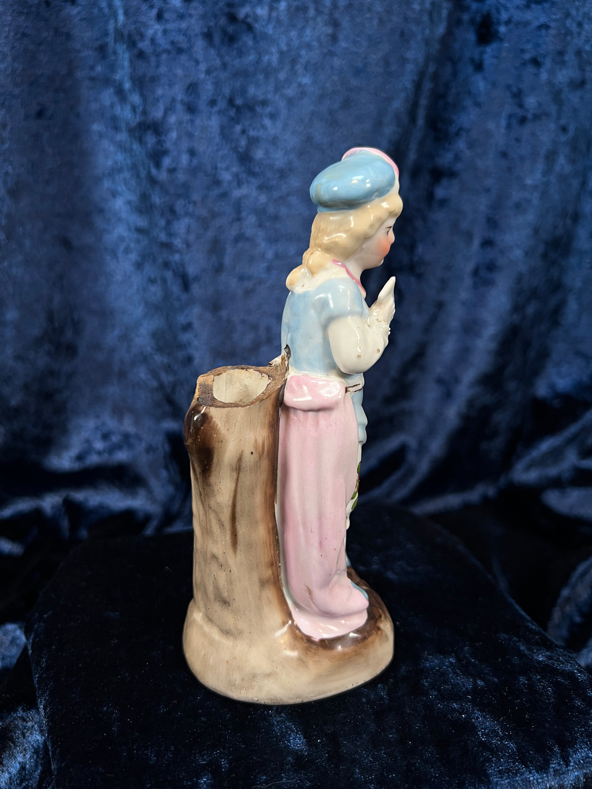 Vintage German Porcelain Page Boy Bud Vase - Pastel Floral Details