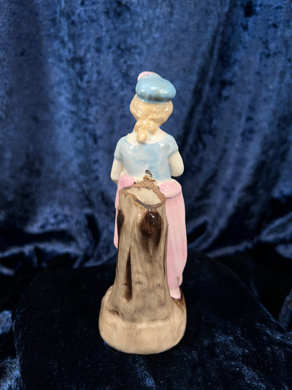 Vintage German Porcelain Page Boy Bud Vase - Pastel Floral Details
