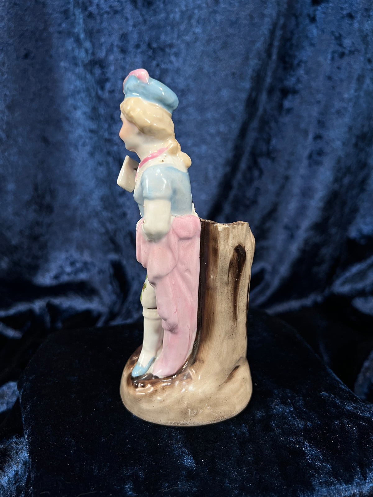 Vintage German Porcelain Page Boy Bud Vase - Pastel Floral Details