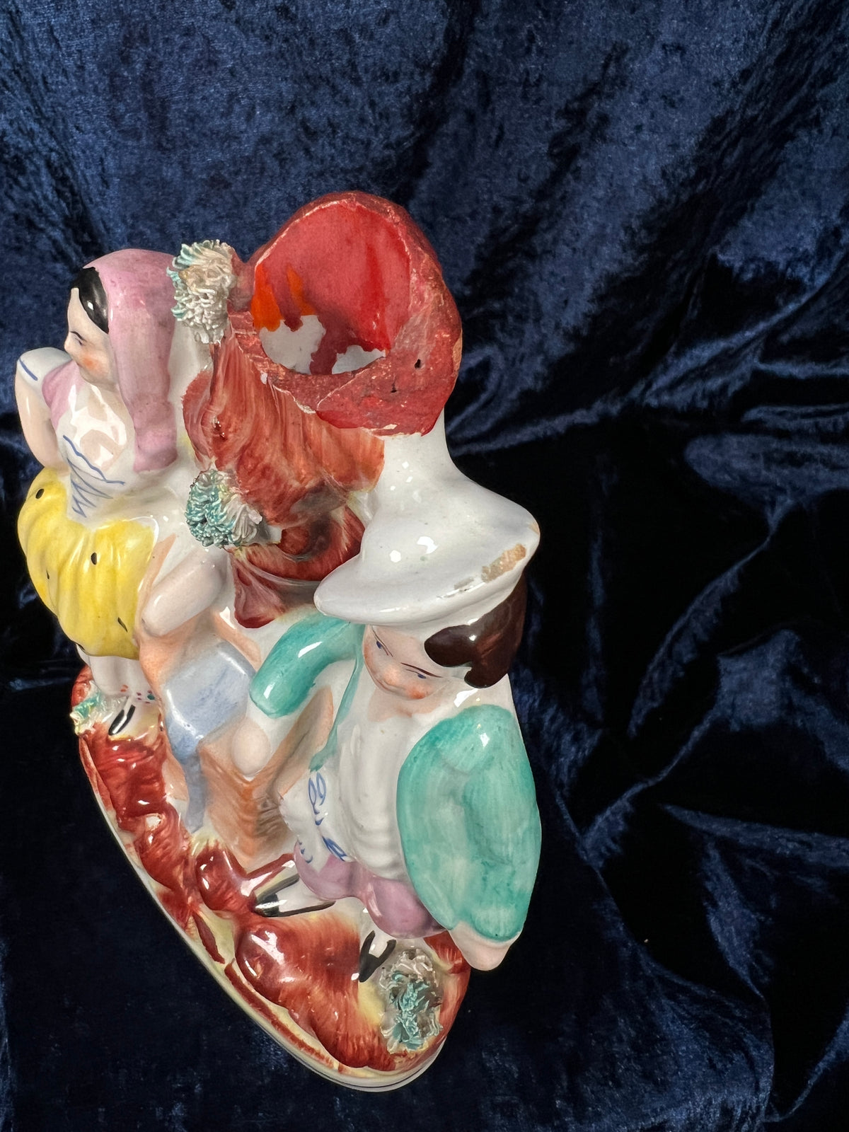 Antique English Victorian Staffordshire Porcelain Spill Vase - Couple at the Well
