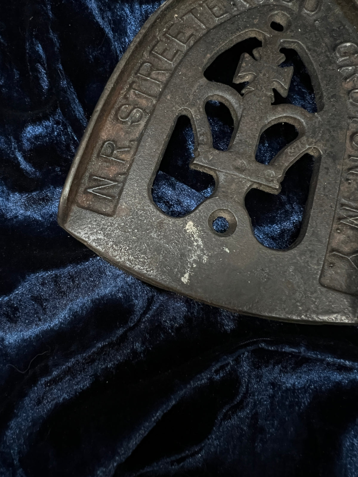 Vintage Sad Iron Trivet - Crown Centerpiece by N. R. Streeter & Co.