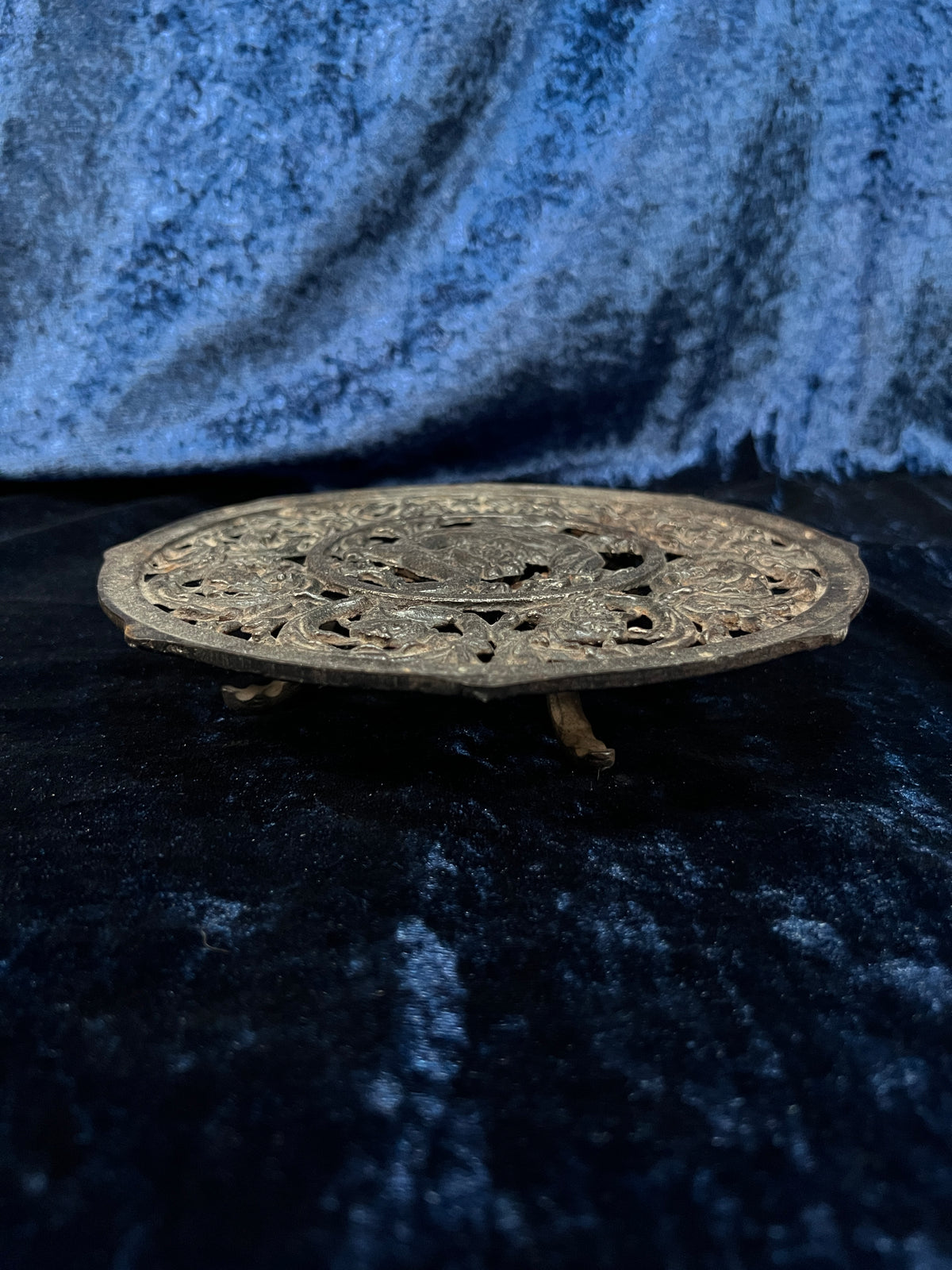 Vintage Cast Iron Trivet - Dragon and Scrolling Foliage Teapot Holder
