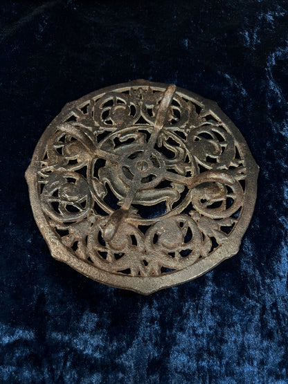 Vintage Cast Iron Trivet - Dragon and Scrolling Foliage Teapot Holder