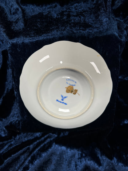 Vintage Dresden Bone China Teacup and Saucer - Hand-Painted Florals and Gold Filigree