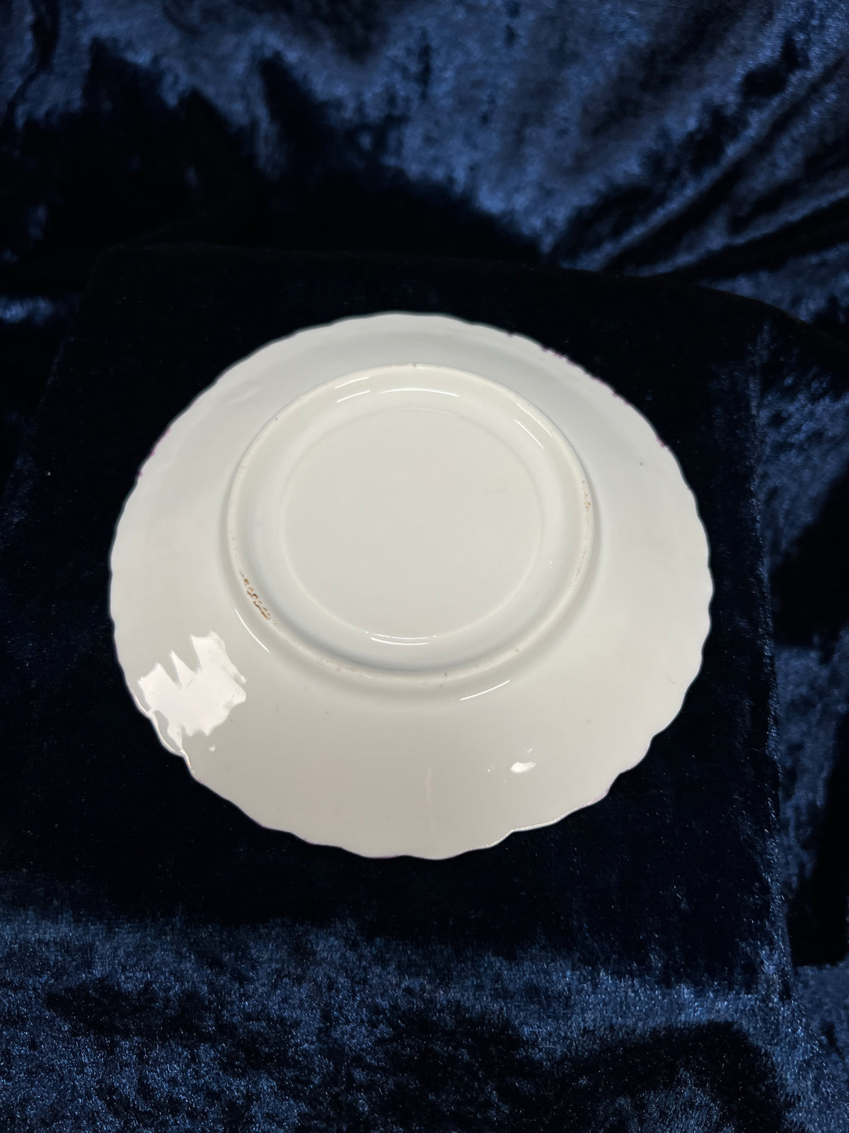 Vintage Porcelain Footed Demitasse Cup and Saucer - Purple and Gold Opalescent Finish