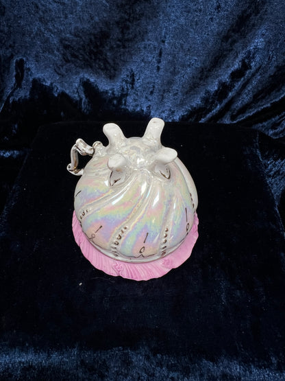 Vintage Porcelain Footed Demitasse Cup and Saucer - Purple and Gold Opalescent Finish