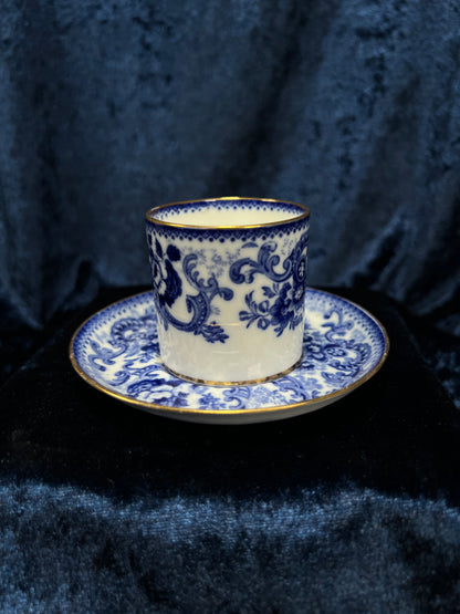 Vintage Fine Bone China Espresso Cup and Saucer - Coalport Dalmere Navy Floral