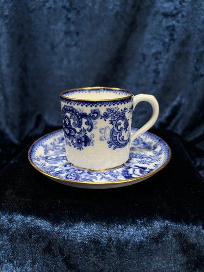 Vintage Fine Bone China Espresso Cup and Saucer - Coalport Dalmere Navy Floral