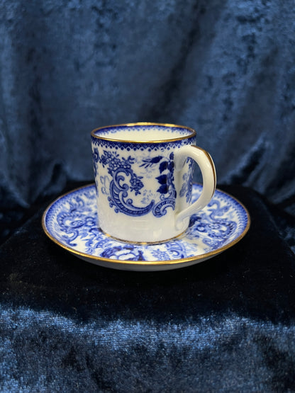 Vintage Fine Bone China Espresso Cup and Saucer - Coalport Dalmere Navy Floral