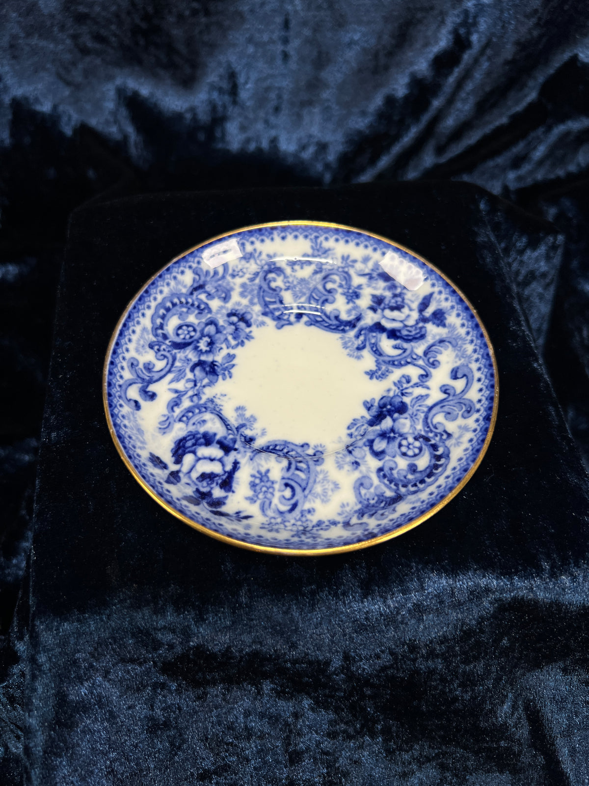 Vintage Fine Bone China Espresso Cup and Saucer - Coalport Dalmere Navy Floral