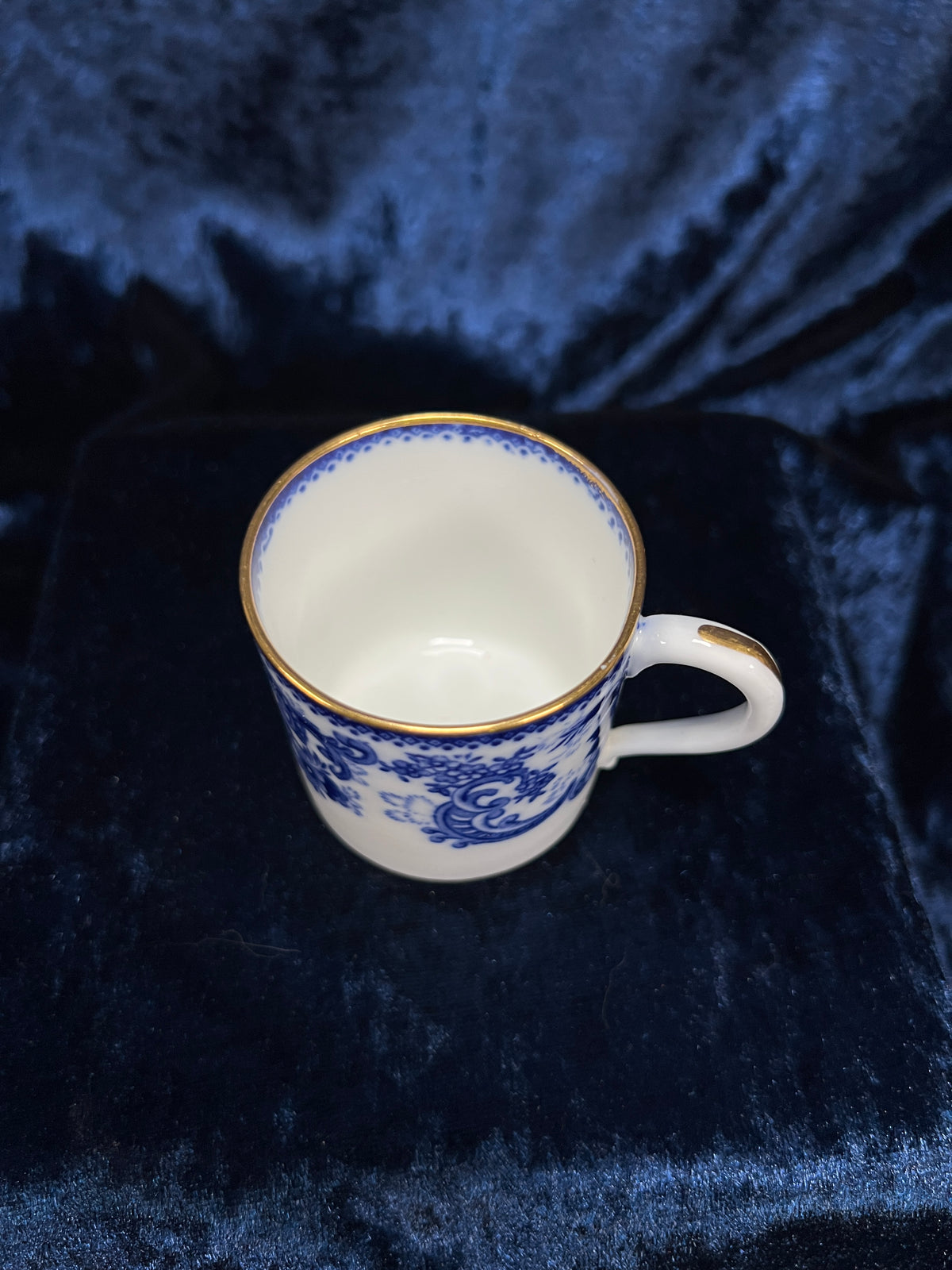 Vintage Fine Bone China Espresso Cup and Saucer - Coalport Dalmere Navy Floral