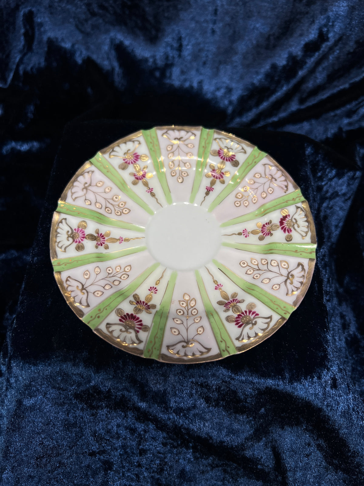 Vintage Japanese Demitasse Cup and Saucer Set - Green and Purple Floral Gold Trim