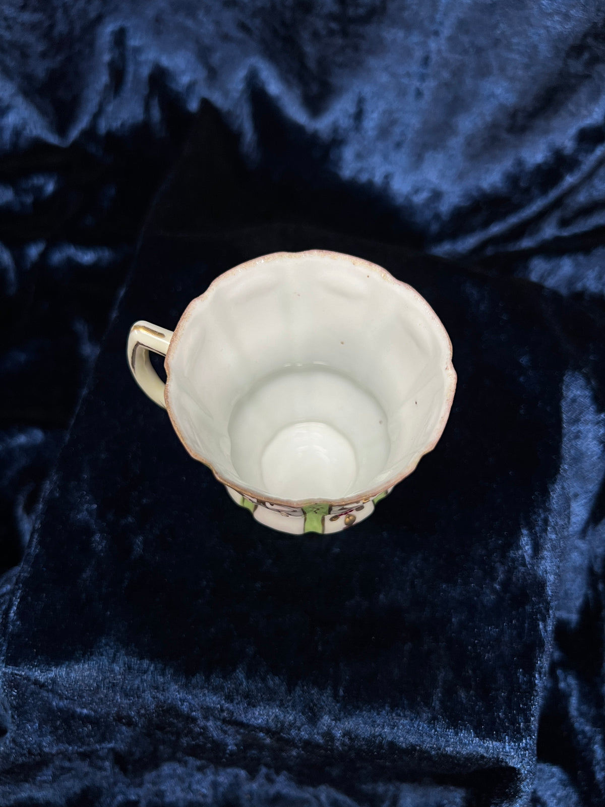Vintage Japanese Demitasse Cup and Saucer Set - Green and Purple Floral Gold Trim