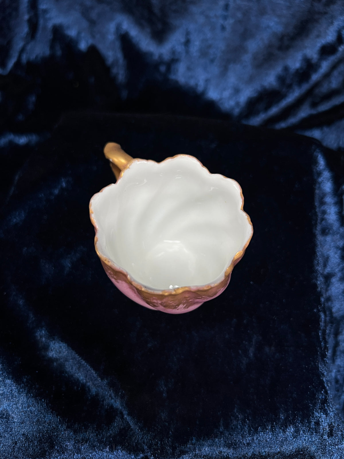 Vintage Limoges Demitasse Teacup Saucer Set - Pink-Purple Tulip Design with Stand
