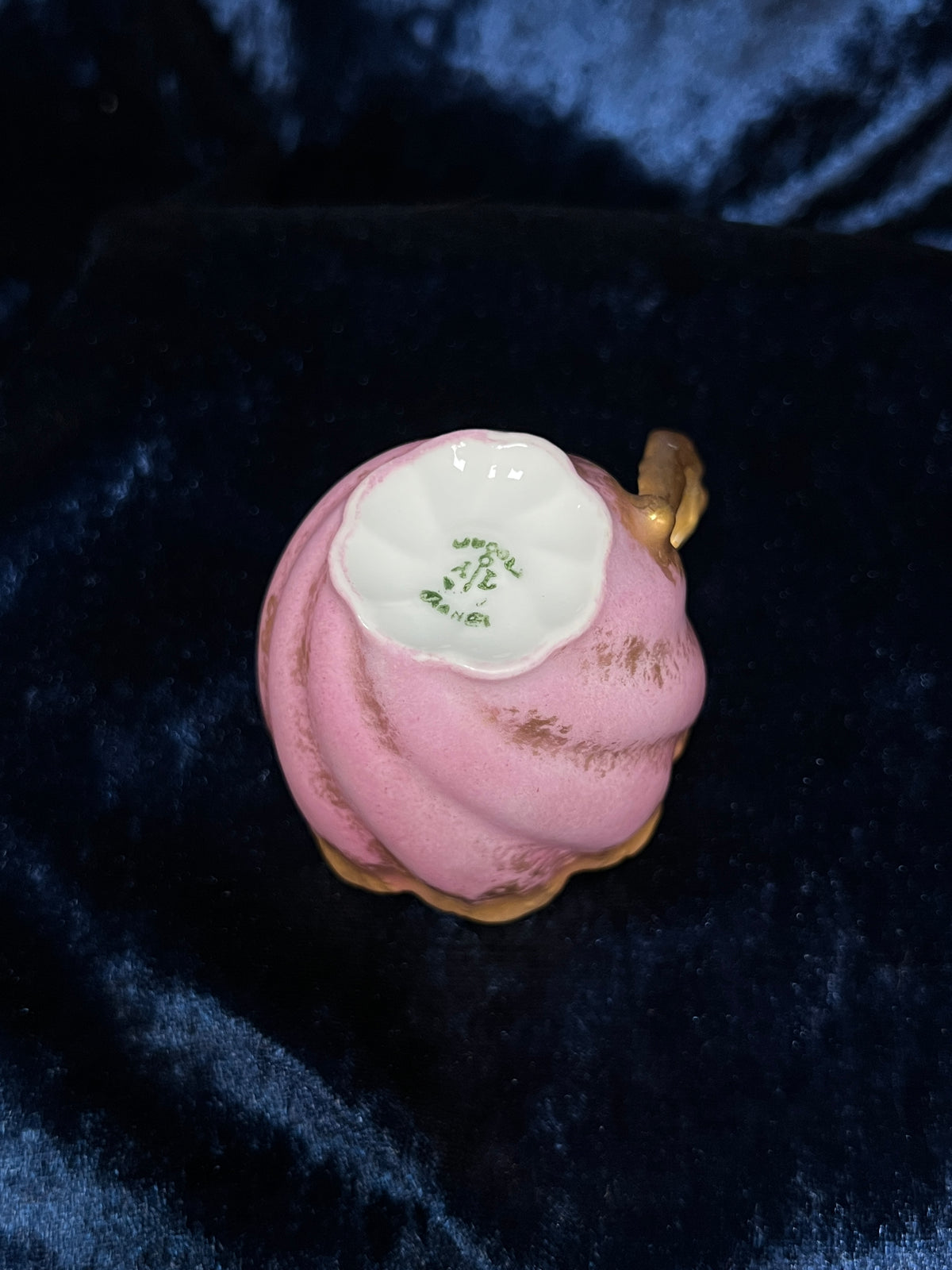 Vintage Limoges Demitasse Teacup Saucer Set - Pink-Purple Tulip Design with Stand