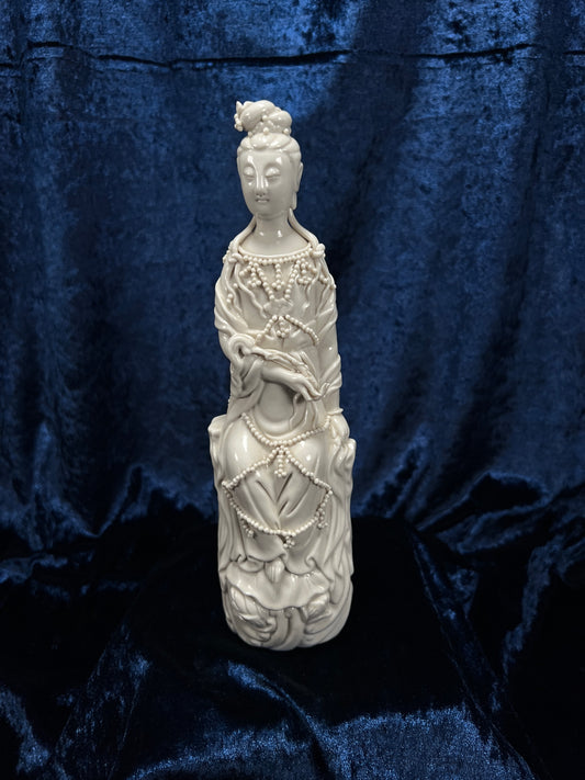 Vintage Chinese Guanyin Figurine - White Porcelain Buddhist Bodhisattva
