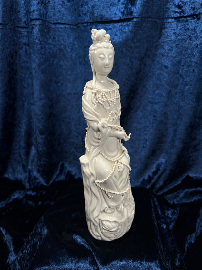 Vintage Chinese Guanyin Figurine - White Porcelain Buddhist Bodhisattva