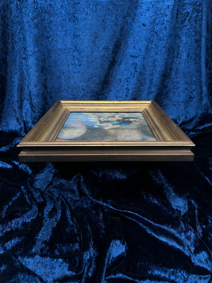 Vintage Framed Oil Painting of Women Washing in a River - Signed ES