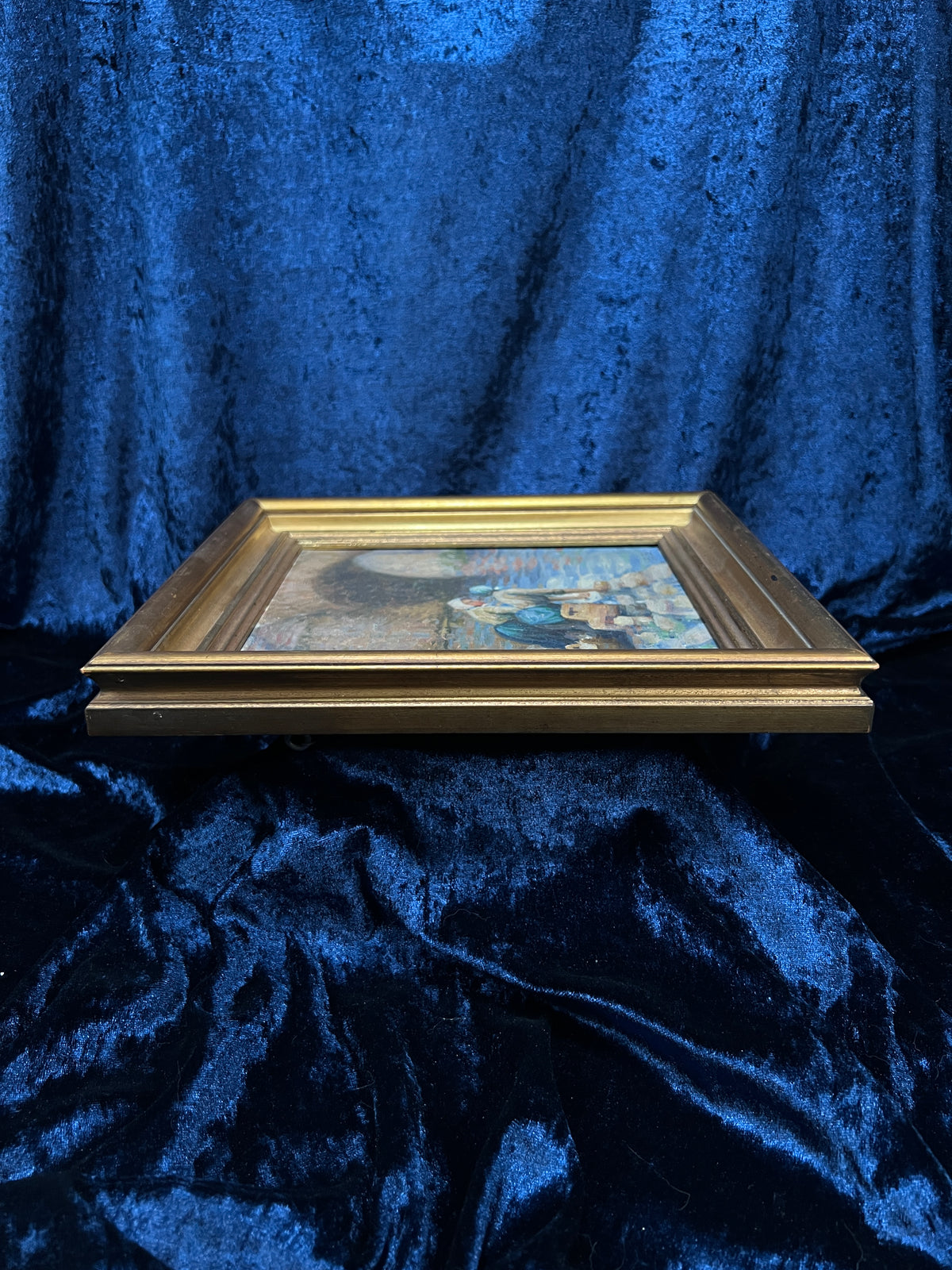 Vintage Framed Oil Painting of Women Washing in a River - Signed ES