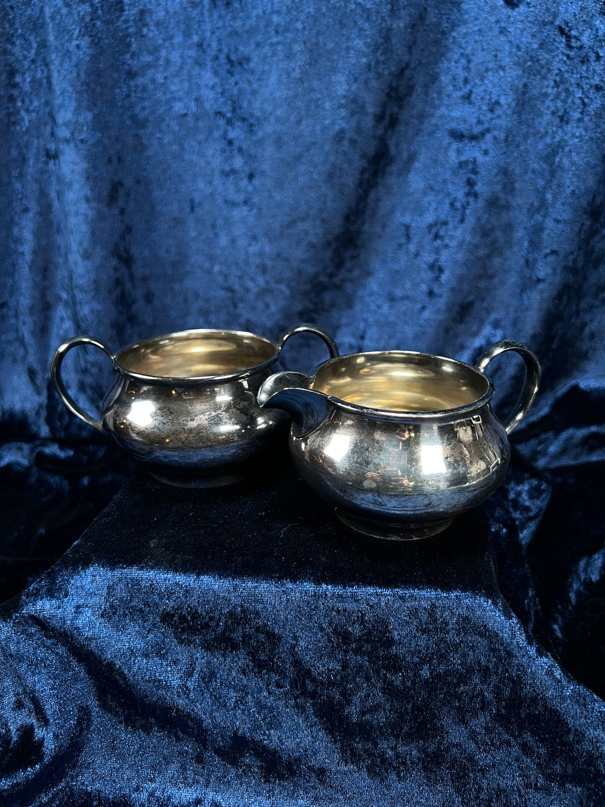 Vintage Silver-Plated Metal Sugar Bowl and Creamer Set - Superior Silver Plate Company