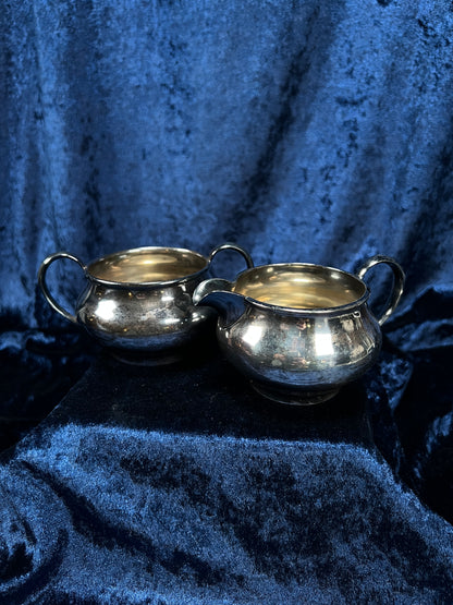 Vintage Silver-Plated Metal Sugar Bowl and Creamer Set - Superior Silver Plate Company