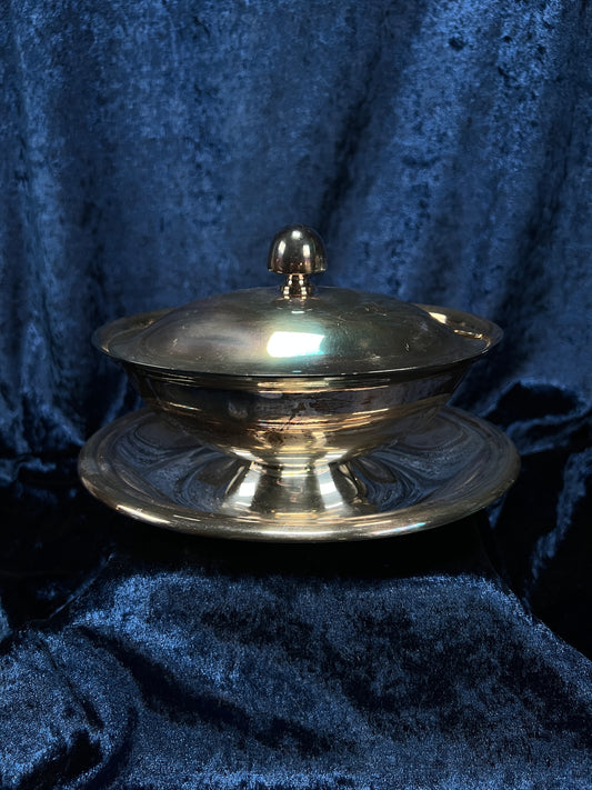 Vintage Reed and Barton Silver-Plated Gravy Bowl - Lidded Sauce Server