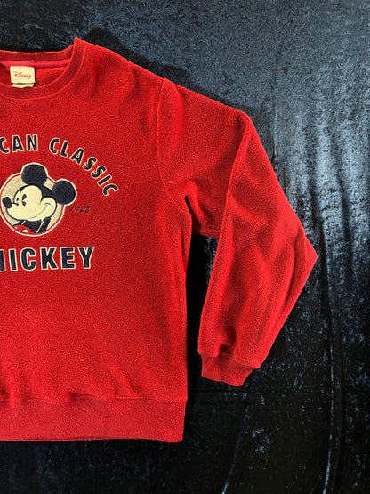 Vintage Disney Store Crew Neck Fleece Sweater - American Classic Mickey Patch - Medium