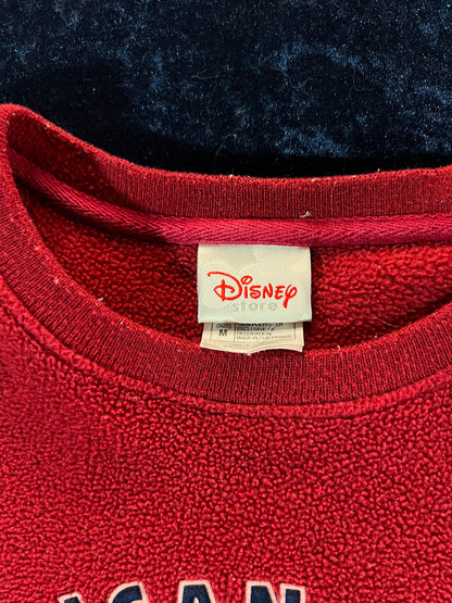 Vintage Disney Store Crew Neck Fleece Sweater - American Classic Mickey Patch - Medium