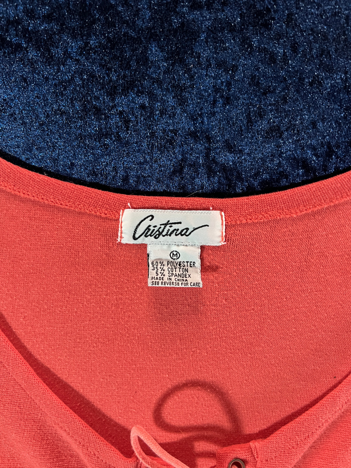 Vintage Cristina Cotton-Blend Lace Front Crop Top - Orange - Medium