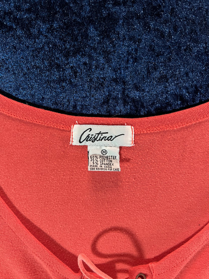 Vintage Cristina Cotton-Blend Lace Front Crop Top - Orange - Medium