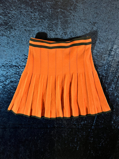 House of Harlow 1960 Pleated A-Line Skirt - Orange with Black Trim - Small