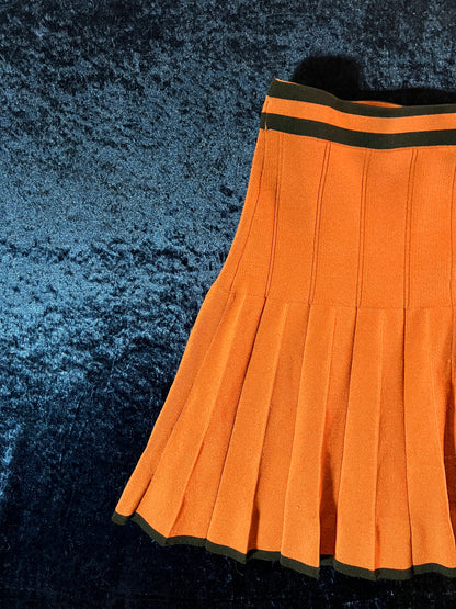 House of Harlow 1960 Pleated A-Line Skirt - Orange with Black Trim - Small