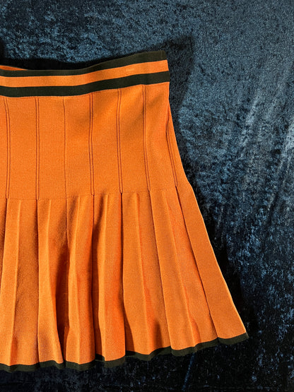 House of Harlow 1960 Pleated A-Line Skirt - Orange with Black Trim - Small