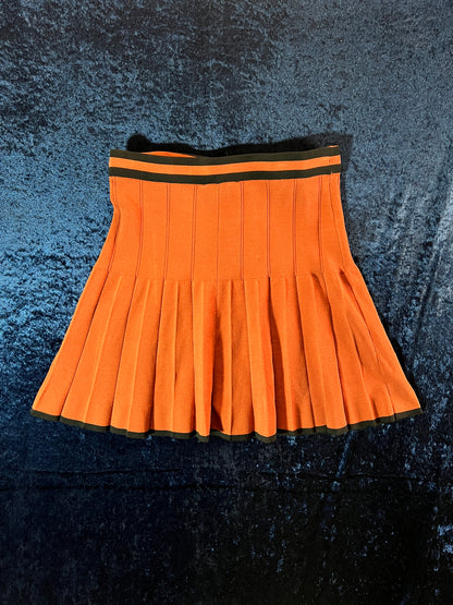 House of Harlow 1960 Pleated A-Line Skirt - Orange with Black Trim - Small