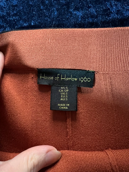 House of Harlow 1960 Pleated A-Line Skirt - Orange with Black Trim - Small