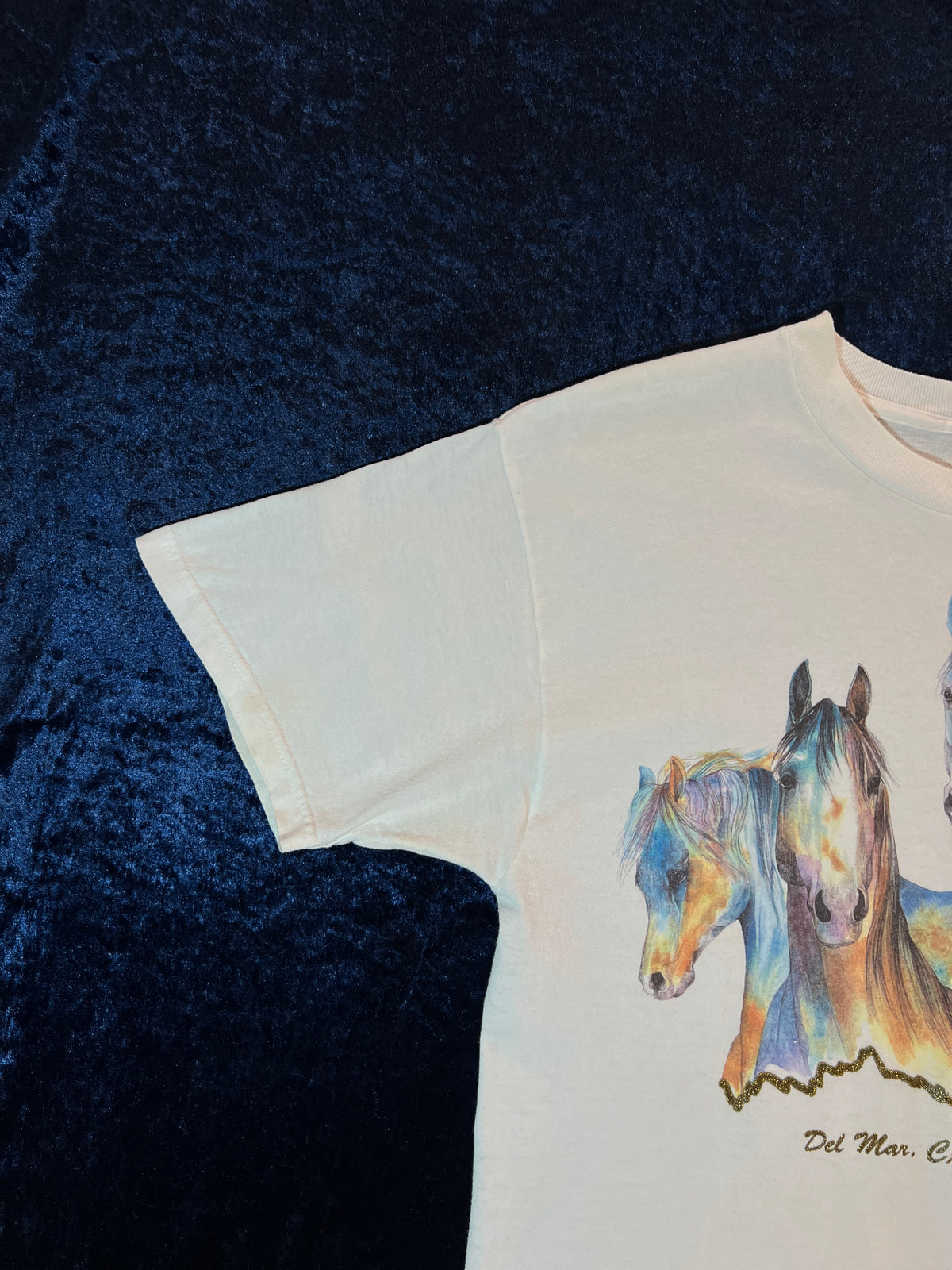 Vintage Fruit of the Loom Souvenir T-Shirt - Del Mar Painted Horses Graphic - Large