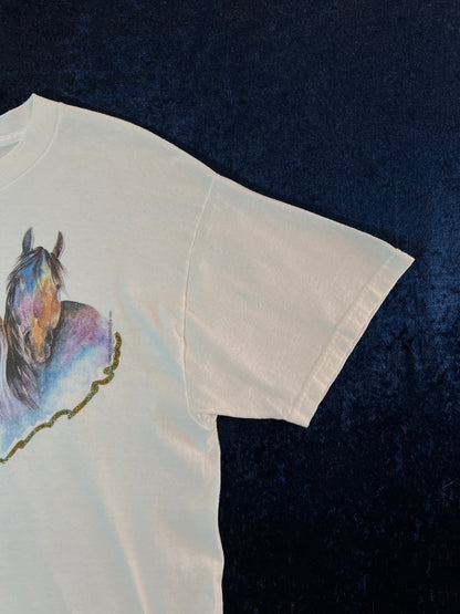 Vintage Fruit of the Loom Souvenir T-Shirt - Del Mar Painted Horses Graphic - Large