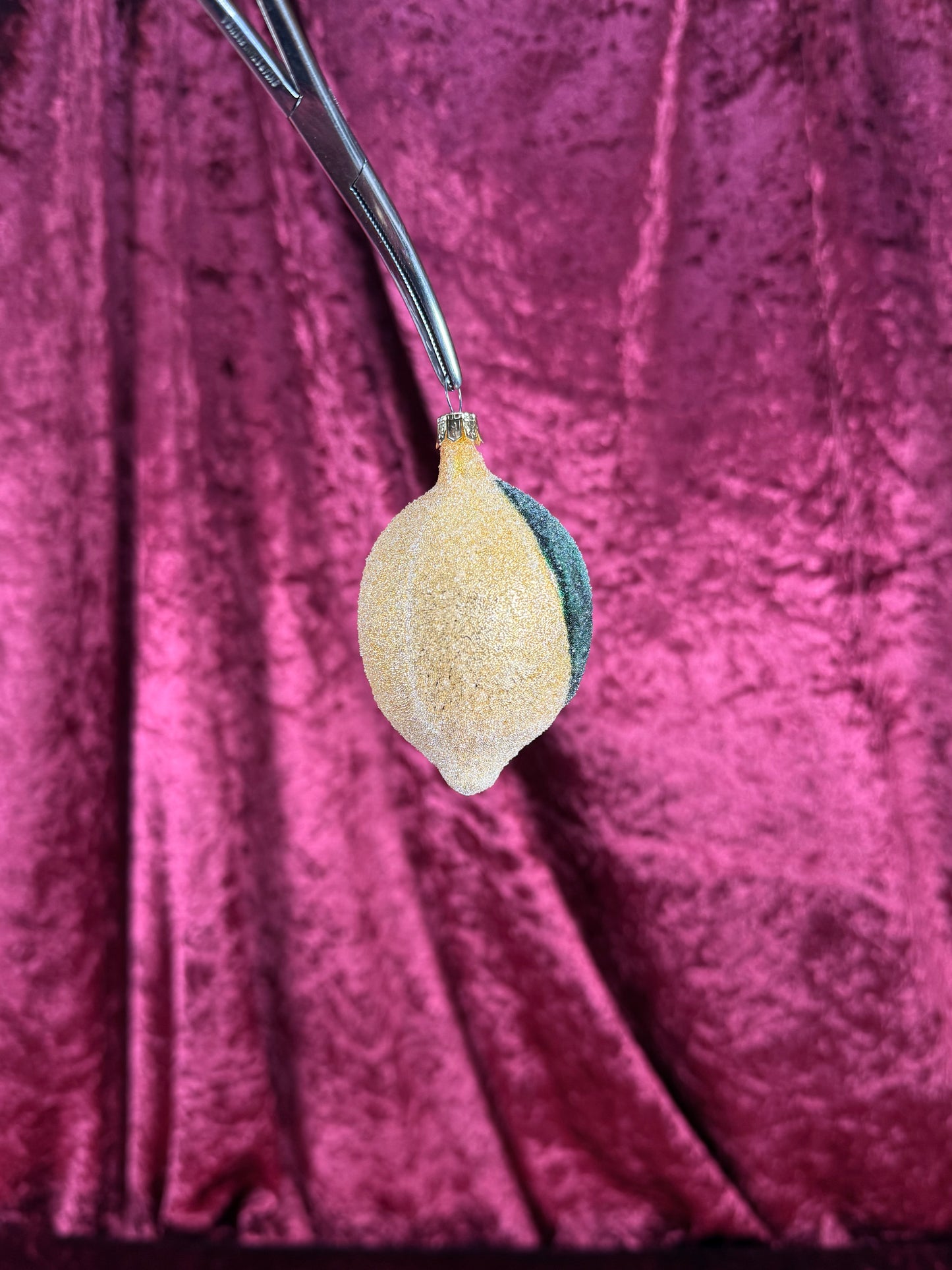 Vintage Christmas - Handblown Glass Ornament - Venetian Dew Lemon - Germany