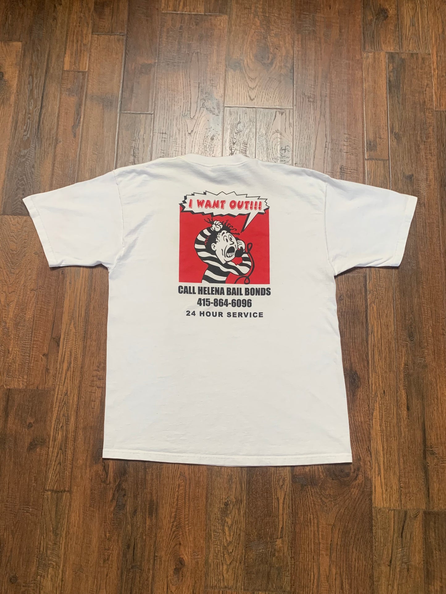 Vintage 1990s Advertisement T-Shirt - Helena Bail Bonds / I Want Out! - X-Large