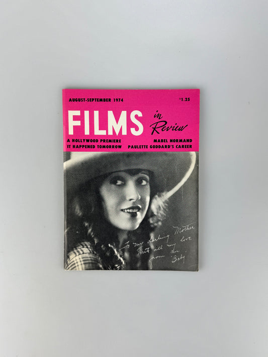 Films In Review Magazine - August / September 1974 - Mabel Normand, Chinatown, Uptown Saturday Night