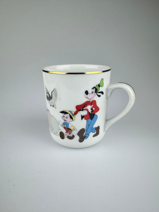 Vintage 1970s Collectible Disney Porcelain Mug - Mickey and Classic Characters - Japan