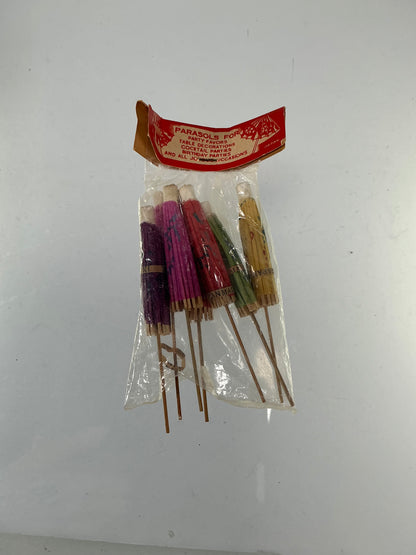 Vintage Tiki Decor - Cocktail Parasols - Paper and Wood - Japan