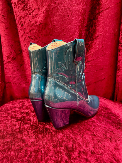 Vintage Style Shoes - Heeled Cowboy Boots - Electric Blue - Size 5 - But Another Innocent Tale (BAIT)