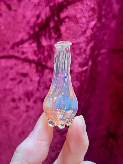 Vintage Miniature Glass Bottle - Handblown Bud Vase - Pink and Blue - 1.75”