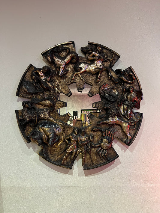 Vintage Home Decor - 3D Fiberglass Frame Mirror - Brutalist Zodiac Signs - Finesse Originals