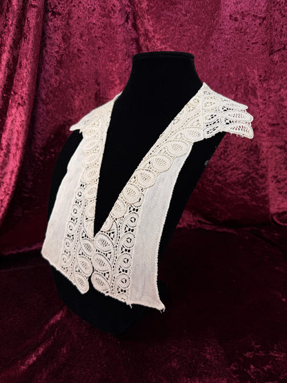 Vintage Lace Collar Overlay – Victorian Style Open Front Embroidered Panel