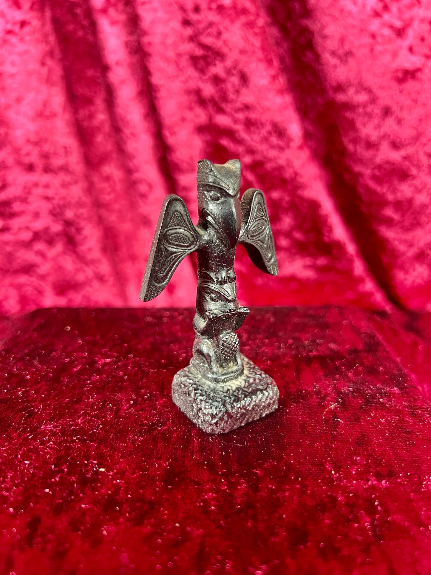 Vintage Figurine - Miniature Totem - Black Thunderbird - 2.75"