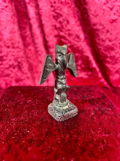 Vintage Figurine - Miniature Totem - Black Thunderbird - 2.75"
